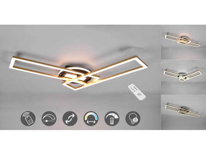 REALITY LEUCHTEN LED Deckenleuchte Twister , braun (messing matt), 1, H: 8,5cm, 1 Stk., Leuchten, Deckenlampe 4500 Lumen Lichtfarbe einstellbar Fernbedienung Memory, LED Deckenleuchte