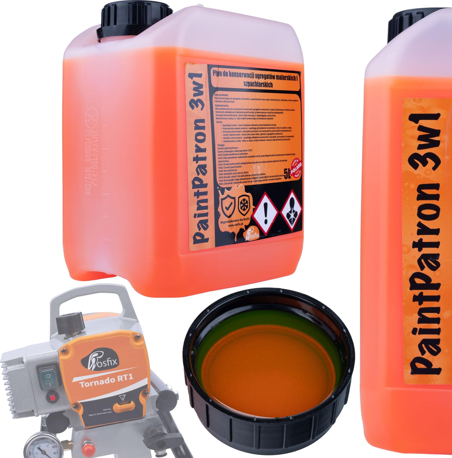 ROSFIX Service Set Airless Verfspuit met 0,25L Olie en 5L 3in1 Reinigingsvloeistof voor Professioneel Onderhoud