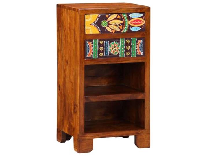 GKHPYURE Blumiger Beistelltisch mit Schublade, braun, 40 x 35 x 75 cm Massives Akazienholz, technisches Holz, Lagerraum, Schlafzimmer, mit trockenem Tuch abstauben
