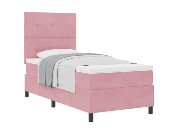 Boxspringbett Rosa Samt 90x190 cm mit Matratze und verstellbarem Kopfteil