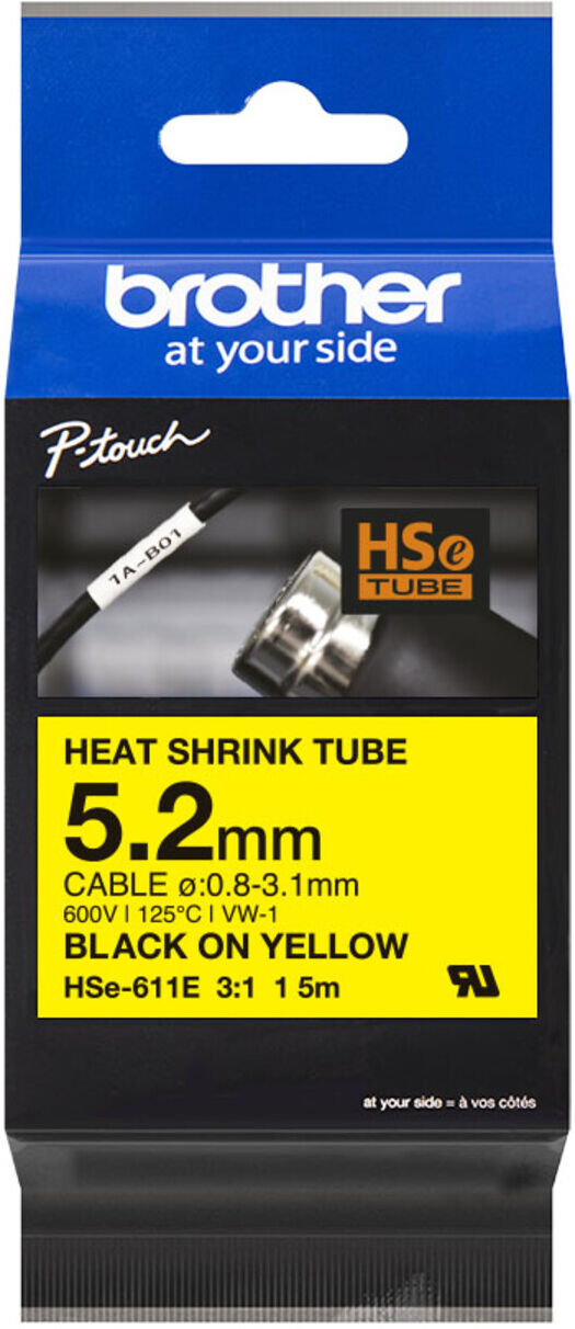 Brother Schrumpfschlauchkassette HSe-611E 5,2mm 1,5m ge/sw (HSE611E)