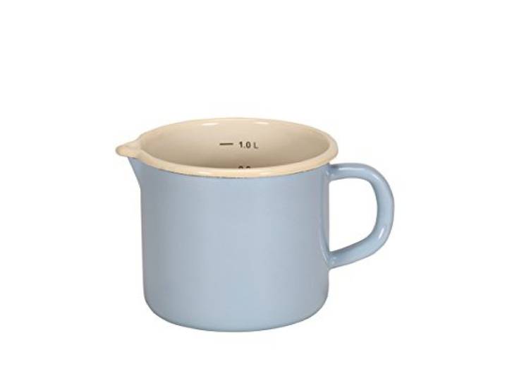 Karl Krüger 17012PAB Milchtopf mit Ausguss Sylt, 1 L, Emaille, blau, 12 x 16 x 30 cm, Hellblau