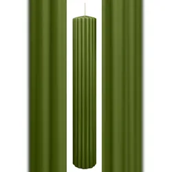 Wiedemann Kerzen Rillen Kerzen Olive 300 x Ø 45 mm, 4 Stück