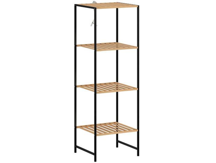 Homcom Standregal mit 4 Ablagen aus Bambus und Stahl, Naturfarben, Metall, 8 Fächer, 33x110x36.5 cm, Wohnzimmer, Regal, Bücherregale