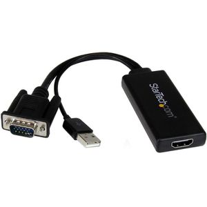 StarTech VGA-Adapter VGA2HDU HDMI VGA Wandler, HDMI Buchse auf VGA + USB Stecker