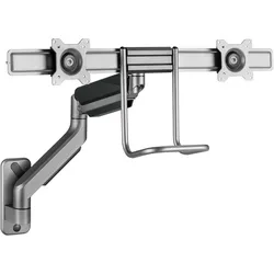 Gembird Regulowane ramię na dwa monitory do montażu na ścianie od 17 do 32inch obciążenie do 8 kg (Wand, 32", 8 kg), Monitor Halterung, Grau, Schwarz