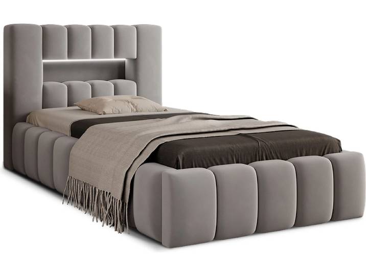 Kastenbett ELTAP LAMICA 90x200cm stoff hellgrau