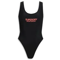 Superdry für Damen. W3010385A Stretch Badeanzug mit tiefem Rückenausschnitt schwarz (L), Strandbekleidung, Recyceltes Polyester, Nachhaltig