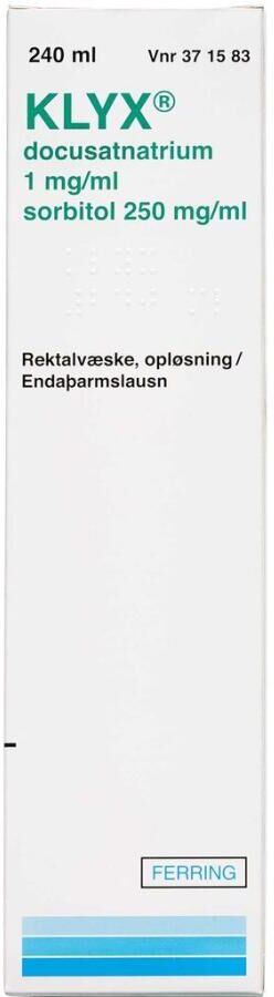 Ferring Klyx 1 + 250 mg/ml 240 ml Rektalvæske, opløsning