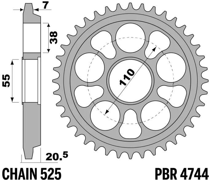 Couronne PBR acier C45 revenu 4744 - 525