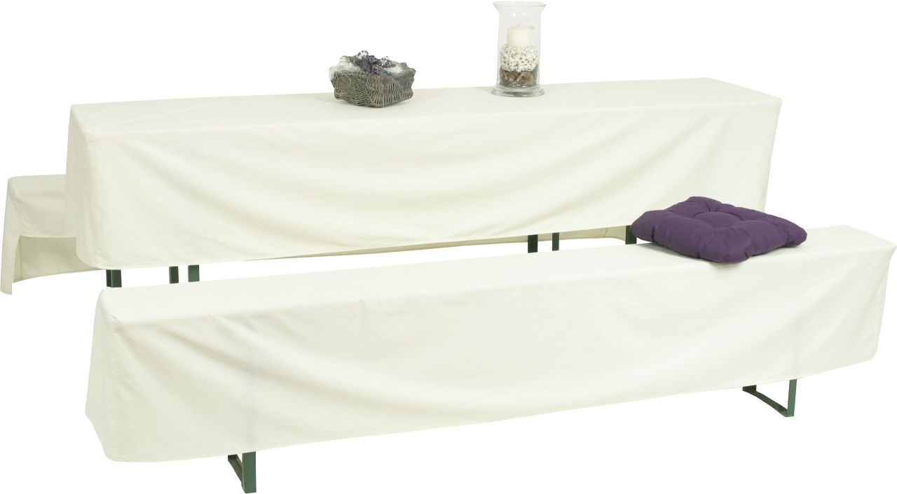 GO-DE Bierzeltgarnitur-Hussen weiß 220x50cm 220 x 50 x 42 cm, (50er Tisch)