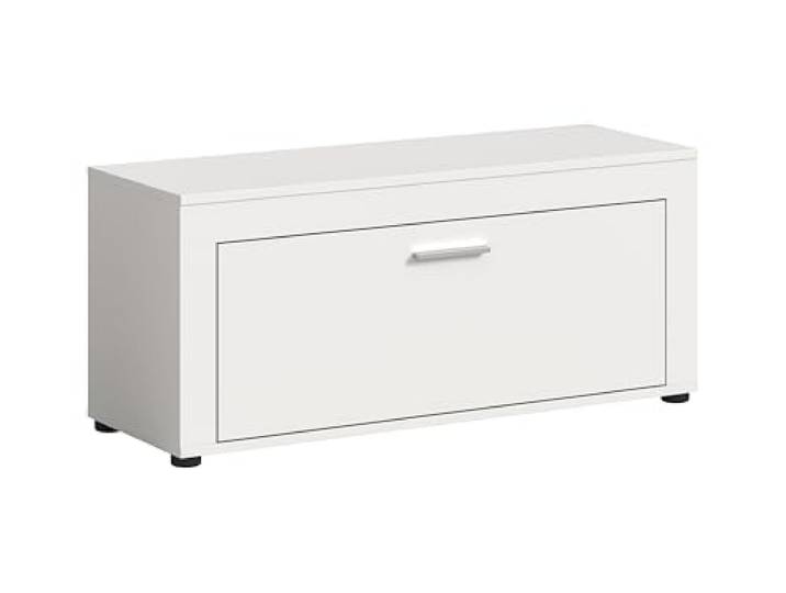 xonox.home - Sitzbank Jam 100x44x35 cm in weiß - Dielenmöbel Garderobenschrank Flurmöbel Eingangsbereich - zeitloses Design robust und langlebig pflegeleichte Oberfläche