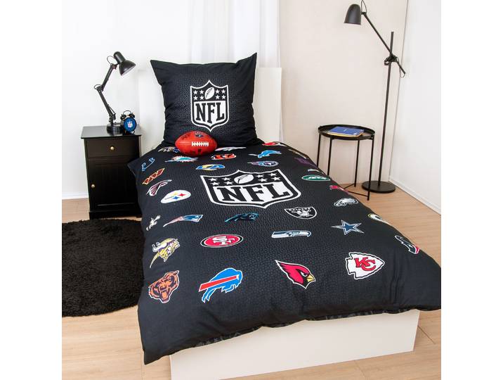 Bettwäsche NFL NFL All Teams , bunt, B/L: 135cm x 200cm, 1 Stk., 1 Stk., Renforcé, B/L: 80cm x 80cm, 2 Stk., Renforcé, Obermaterial: 100% Baumwolle, Bettwäsche, Bettwäsche, Wendemotiv