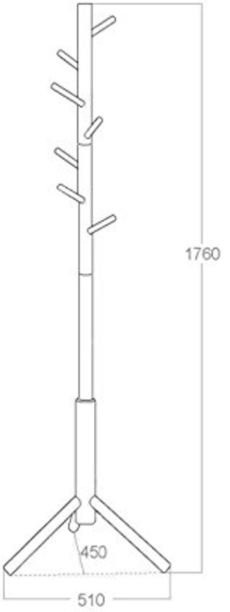 Stijlvol kledingrek van zwart rubberhout, Hoogte: 176 cm