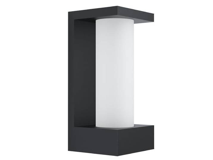 Eglo LED Applique Murale Extérieure Cividino\, Luminaire Extérieur 1 Flamme Applique LED en Aluminium Moulé Noir avec Verre Satiné Blanc\, Lampe Extérieure LED Blanc Chaud\, IP44