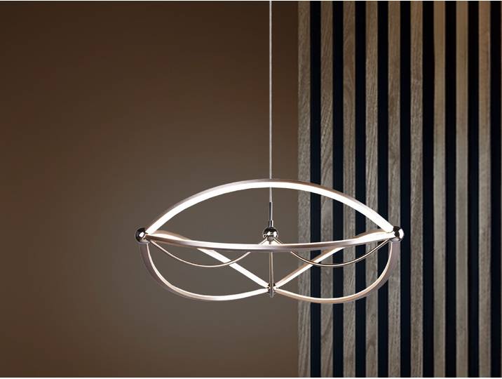 Große LED Pendelleuchte CHARIVARI Silber matt, Ø 62cm