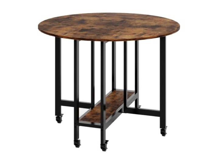Koioplie Esstisch 100x100x75 cm Klappbar Holz Braun Küche Esszimmer Ablagefläche, Rollen, platzsparend, Esszimmer, flexible Nutzung