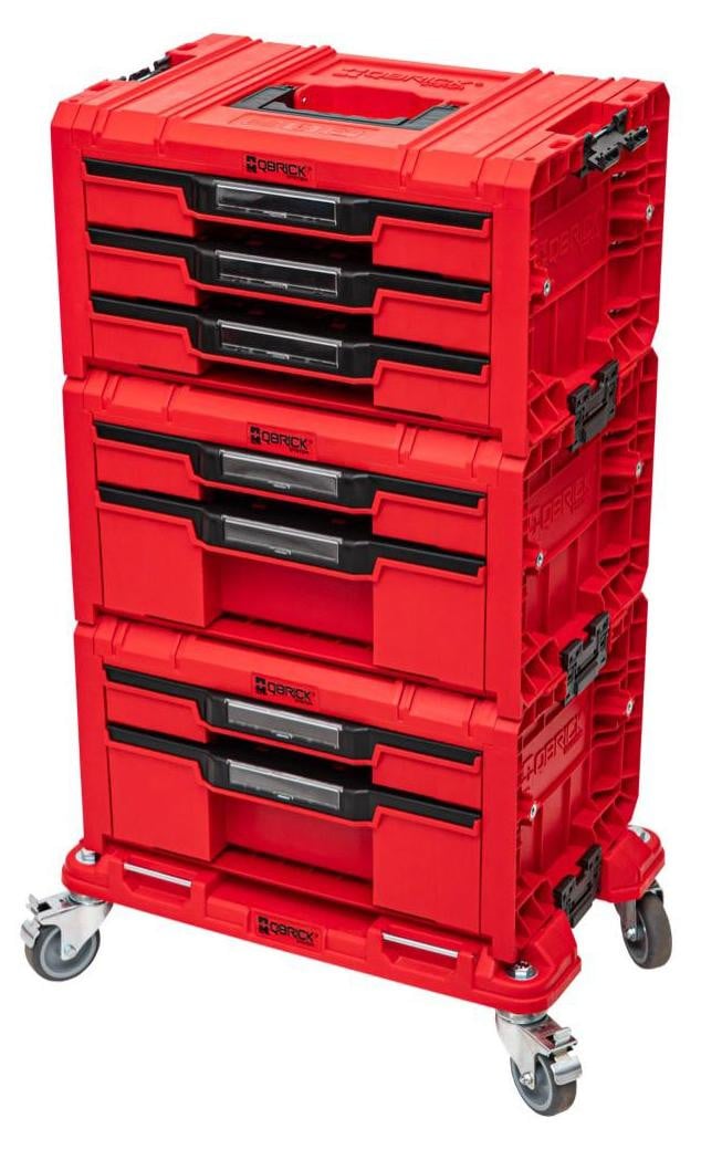 Qbrick System PRO Lades Werkplaatsset RED ULTRA HD met 2x Lade 2, 1x Lade 3 en rolplank