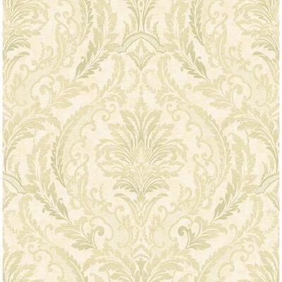 Seabrook Designs Canary Paisley Damask Unpasted Wallpaper
