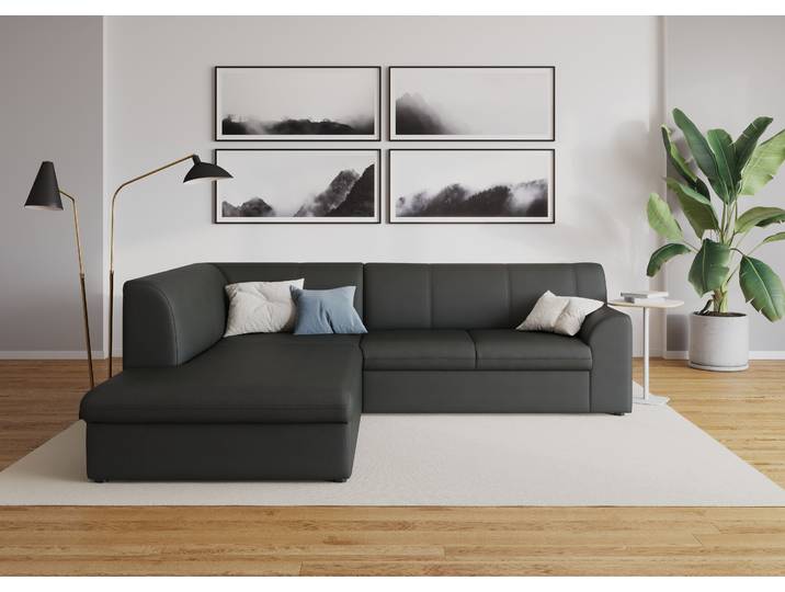 DOMO collection Topper zeitlos elegant, kompakte StellmasseL-Form mit Ottomane, wahlweise mit Schlaffunktion