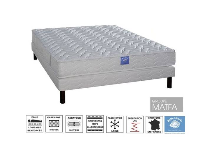 Ensemble matelas Intimité BELLE LITERIE 140x190 + sommier tapissier + jeu de 4 pieds offerts