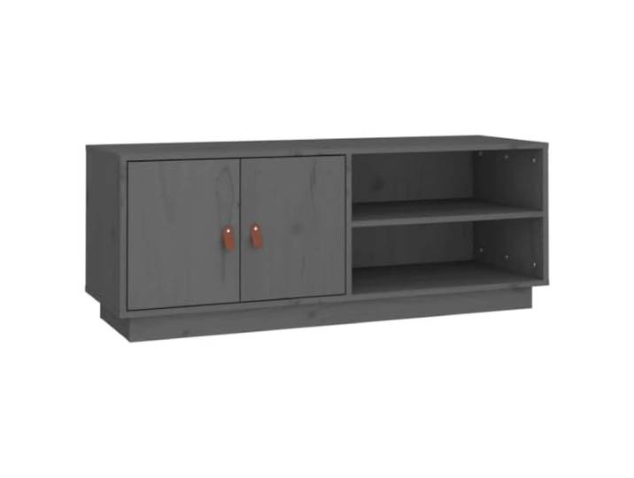 KGFHERENB TV-Schrank Grau 105x34x40 cm Fernsehtisch Kiefer Massivholz Stabile Medienkonsole fürs Wohnzimmer mit geräumiger Ablage für Receiver und Deko, natürliche rustikale Holzmaserung.