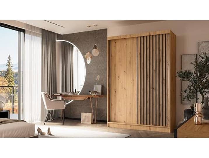 ALTDECOR Schwebetürenschrank, Kleiderschrank LABELO - 150x216 Garderobenschrank mit viel Stauraum, Vielseitiger, Schrank