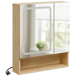 SoBuy Spiegelschrank, Badschrank, Wandschrank mit 3 Regalen 60x17x70cm Nordisch