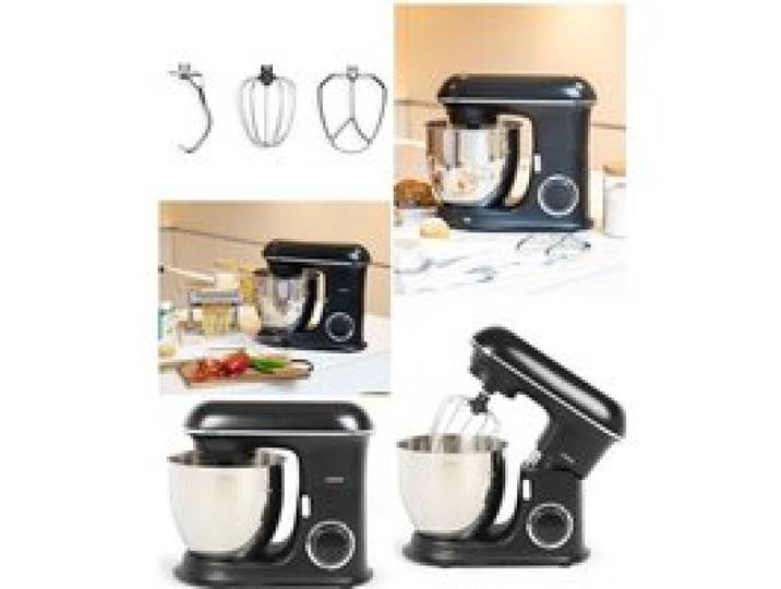 Robot Pâtissier - Noir - 6.5L - 1400W - 6 Vitesses - Couvercle Anti-Projections