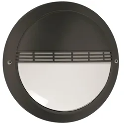 Frisch-Licht LED Außenwandleuchte Ø27cm, IP65, 10W, 4000K, 1100lm, mit Gitter, rund, Abdeckung opal, schwarz FL-AL20214.1184