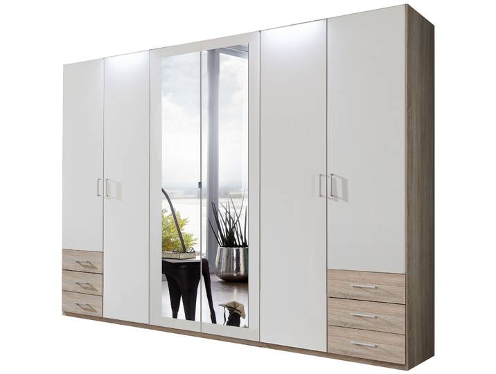 Kleiderschrank Foley Eiche sägerau/weiss Holzwerkstoff B 270 cm