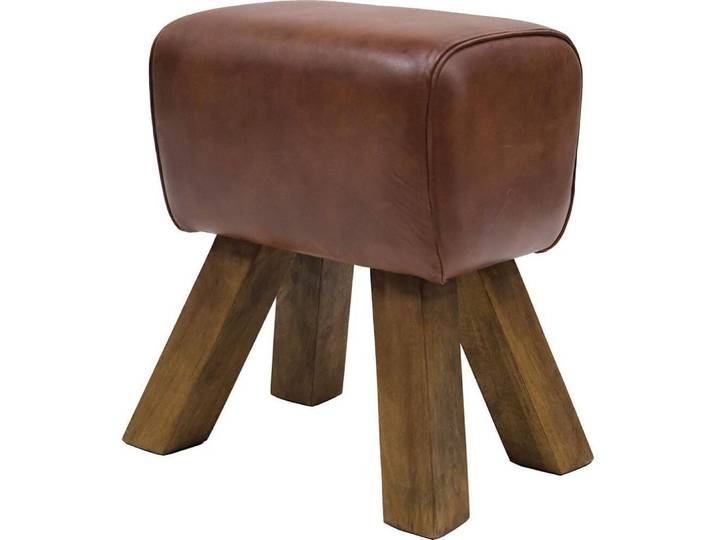 Vintagehaus Hocker Vintage Leder Gym Retrohocker Turnbock