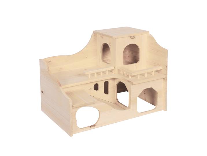 Kaninchen Meerschweinchen Haus Holz 55 x 39 x 39 cm natur