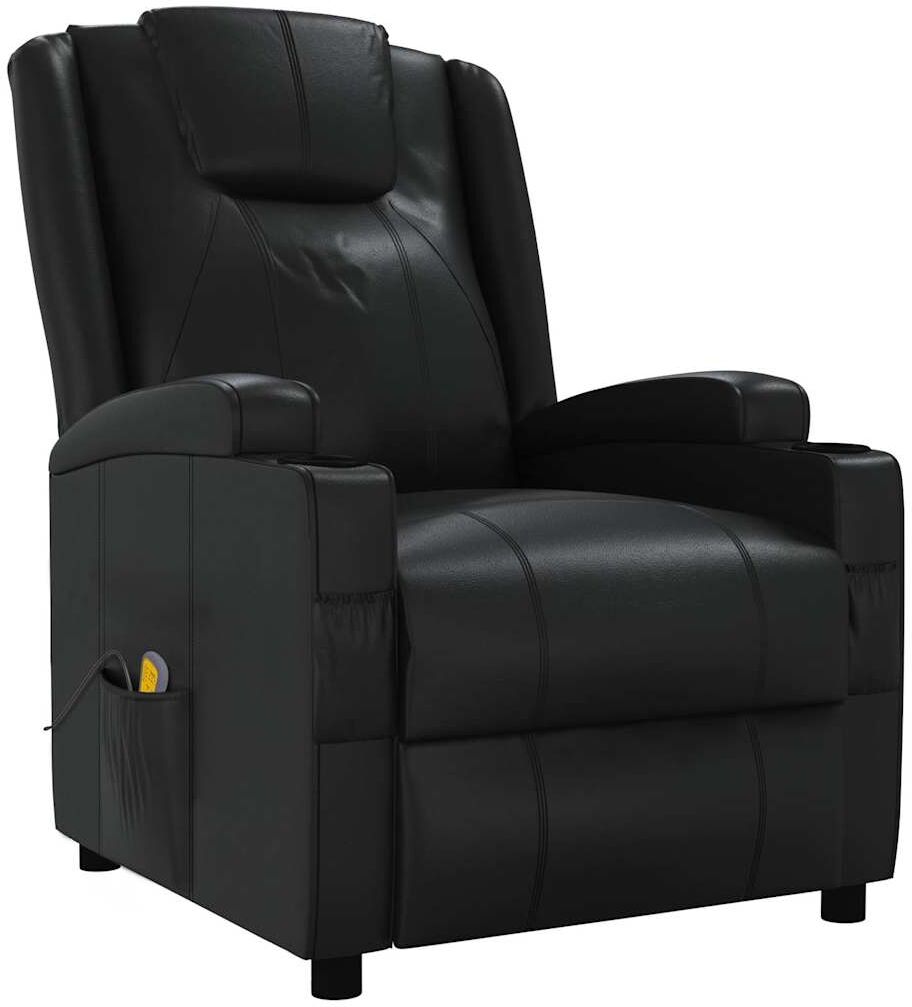 vidaXL Fauteuil de massage Noir Similicuir