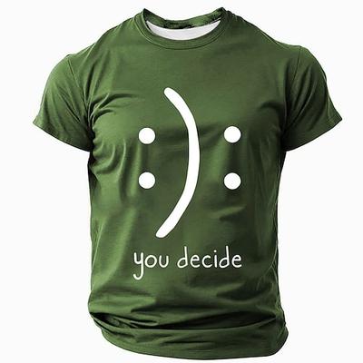 Herren Grafik T-Shirt Fröhliches/Trauriges Gesicht Emoticon 'Du entscheidest' Stimmung Ausdruck Tee