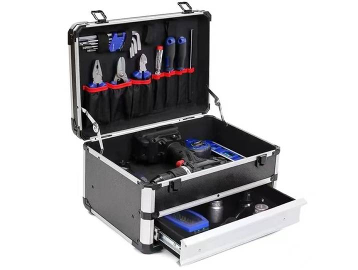 Boîte à outils MELTool en alliage d'aluminium, boîtes de rangement multifonctions pour outils conseillers, équipement de sécurité de grande capacité, évaluationAccessoires