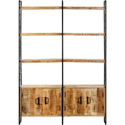 vidaXL Bücherregal 4 Ebenen 124x30x180 cm Raues Mangoholz