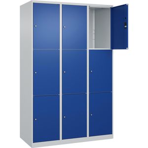 CP-Möbel Schließfachschrank Classic Plus, blau, 9 Fächer, Stahl, 120 x 185cm, mit Zylinderschloss