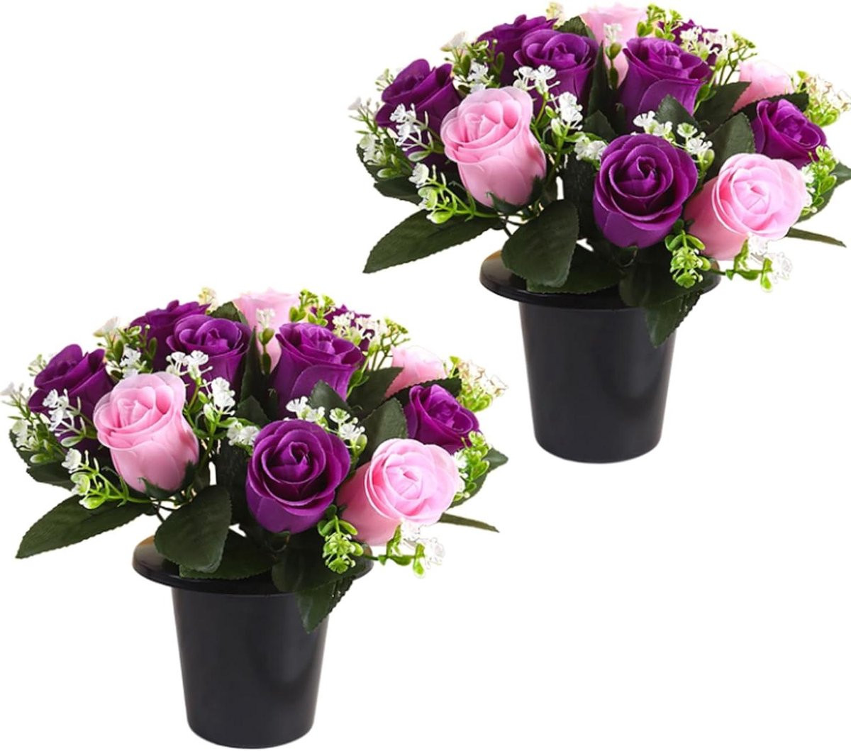 Grafdecoratie Bloemenset met Kunstbloemen voor Begraafplaatsen - 2 Stuks