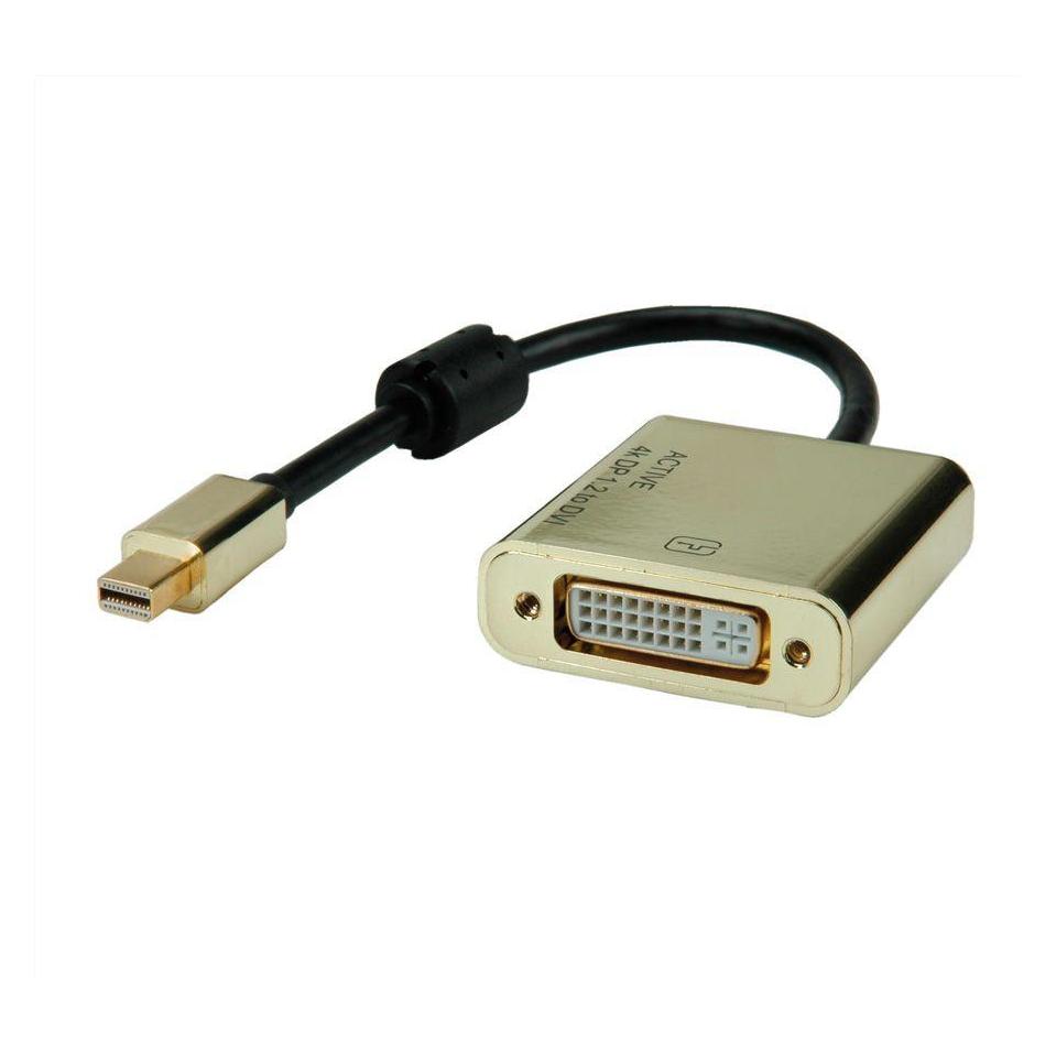 Roline GOLD 4K Mini DisplayPort-DVI Adapter, Aktiv, v1.2, Mini DP ST (12.03.3176)