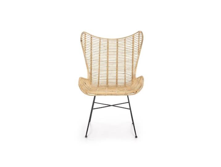 Fauteuil traditionnel rotin et acier noir