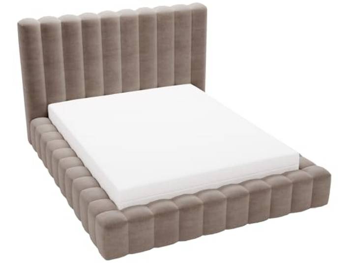 Emporius gestoffeerd bed 140x200 met opbergruimte, bed 140x200 met bedkast Elise - Fluwelen stof Bruin (Ikoo 3)