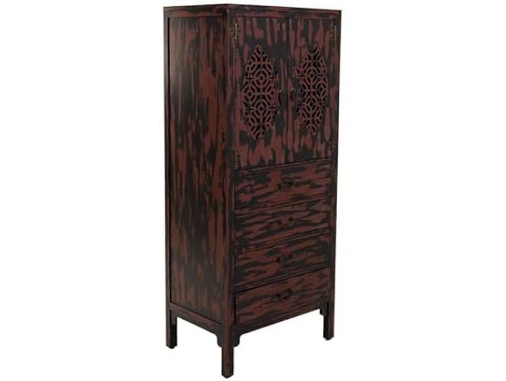WANDERLUST DECO Armoire en bois avec deux portes et quatre tiroirs