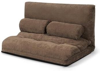 Costway 6-Position Adjustable Sleeper Lounge Couch with 2 Pillows-Coffee