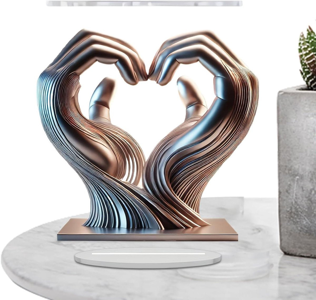 Liefde Vinger Standbeeld - Hand Sculptuur Decoratie met Suggestief Hart Ontwerp