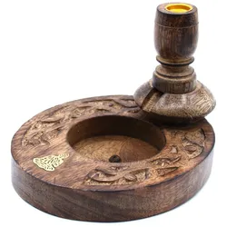 Sm Mango Wood Backflow Burner - Brass Buddha