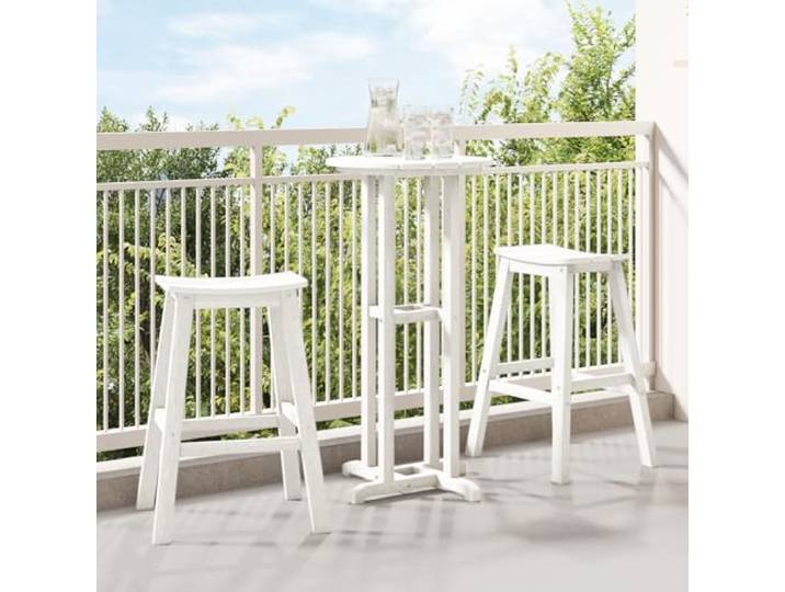 HEFZGDB Weiße Barhocker aus Naturholz für Außenbereich, Robuste Sitzgelegenheit mit 150 kg Tragkraft, Ideal für Terrasse und Garten, Wetterfest und pflegeleicht