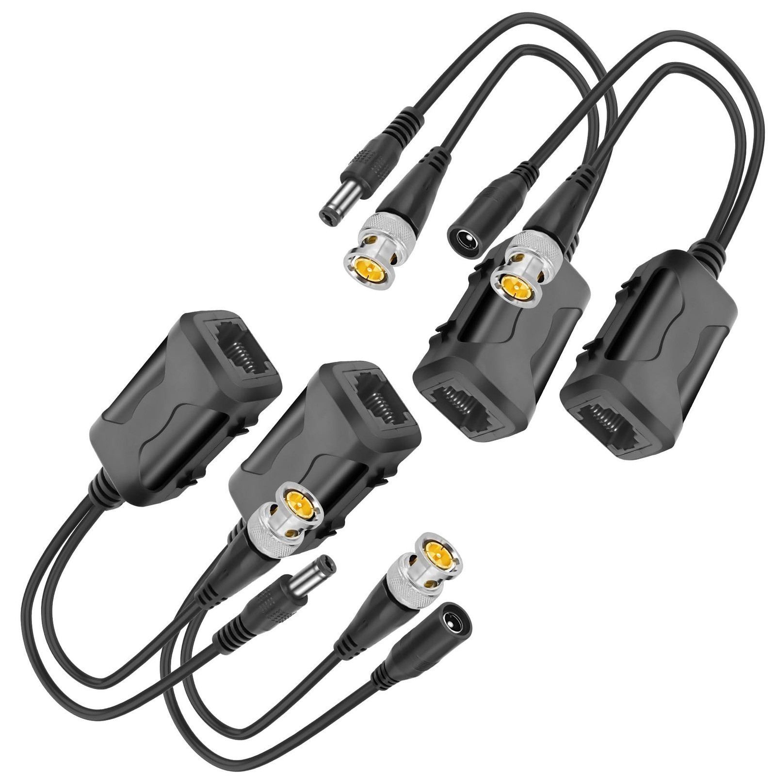 Selius Passieve video-balun met stroomaansluiting, 2 paar, voor CCTV-beveiligingssysteem