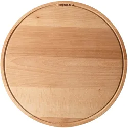 Boska Pizzabrett Amigo XL / Servierbrett ⌀44cm / Buchenholz / Mit Saftrinne / Auf fürs Frühstück, Lunch und Abendbrot / Rund