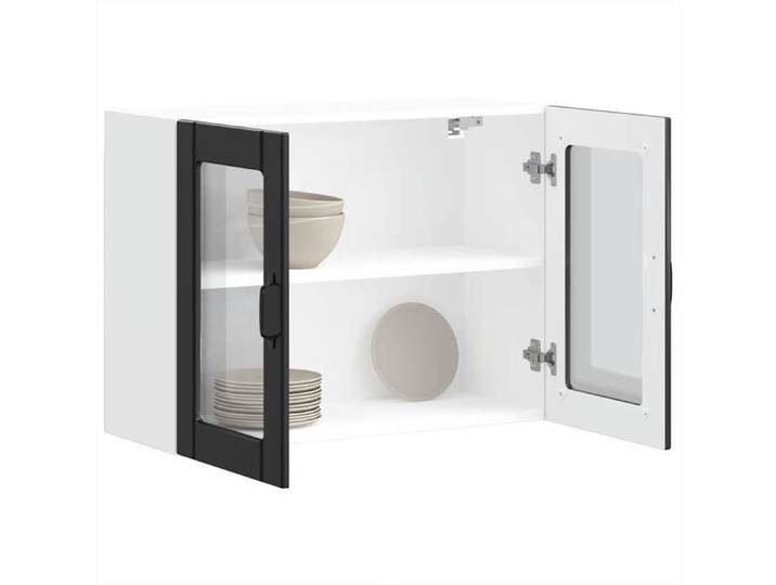 “Rabais Meuble haut suspendue - VIDAXL - Armoire murale de cuisine avec porte en verre Lucca noir Août40618
